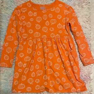Orange Pumpkin Print Kids Dress
